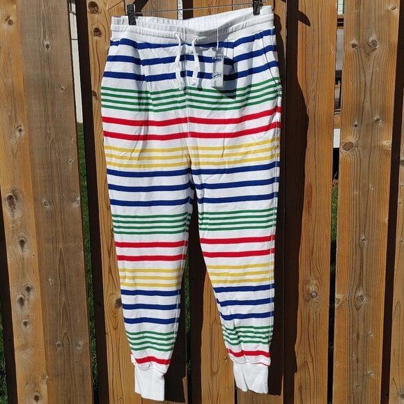 HBC STRIPES Color Me Courtney Lounge Pants Women's Medium NWT 💚❤️💛💙 - Picture 1 of 6